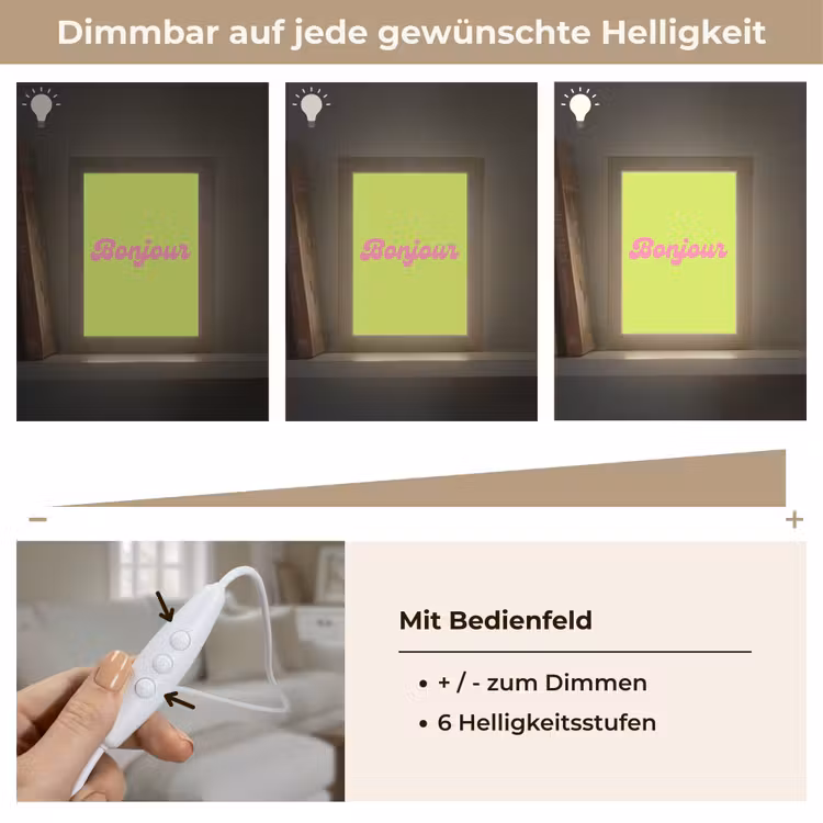 Groen - Roze bonjour - Retro Light Box met kabel (Tafellamp) klein -USP_dimbaarDE