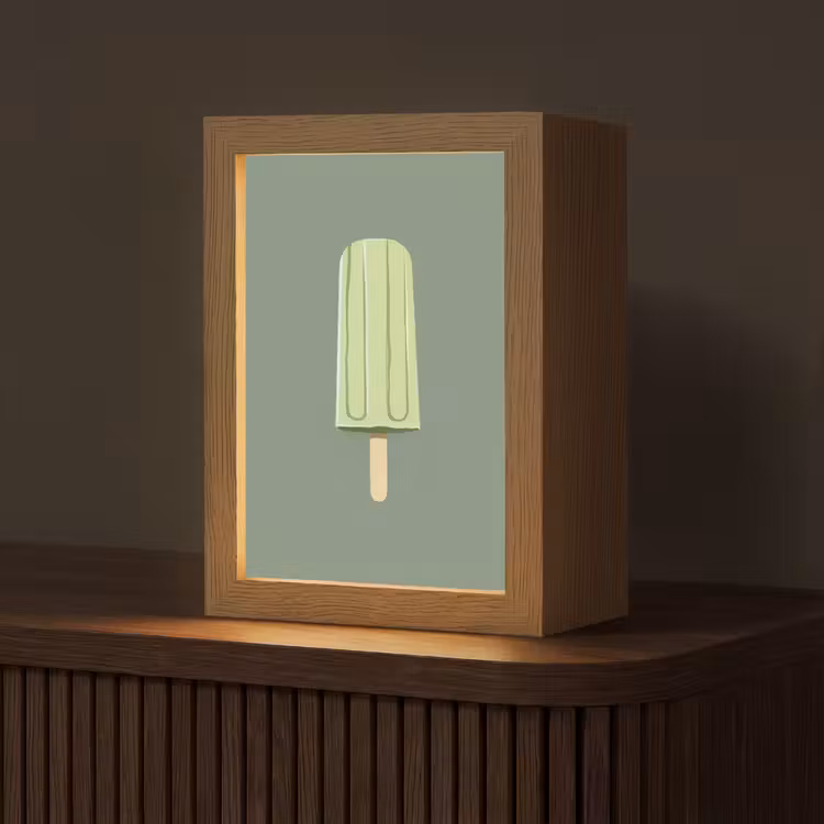 Groen - Waterijsje - Stokje - Illustratie Light Box met kabel (Tafellamp) klein -z3d_website