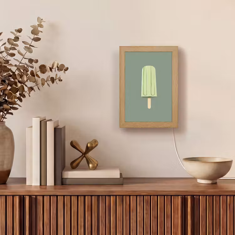 Groen - Waterijsje - Stokje - Illustratie Light Box met kabel (Tafellamp) klein -sfeer2