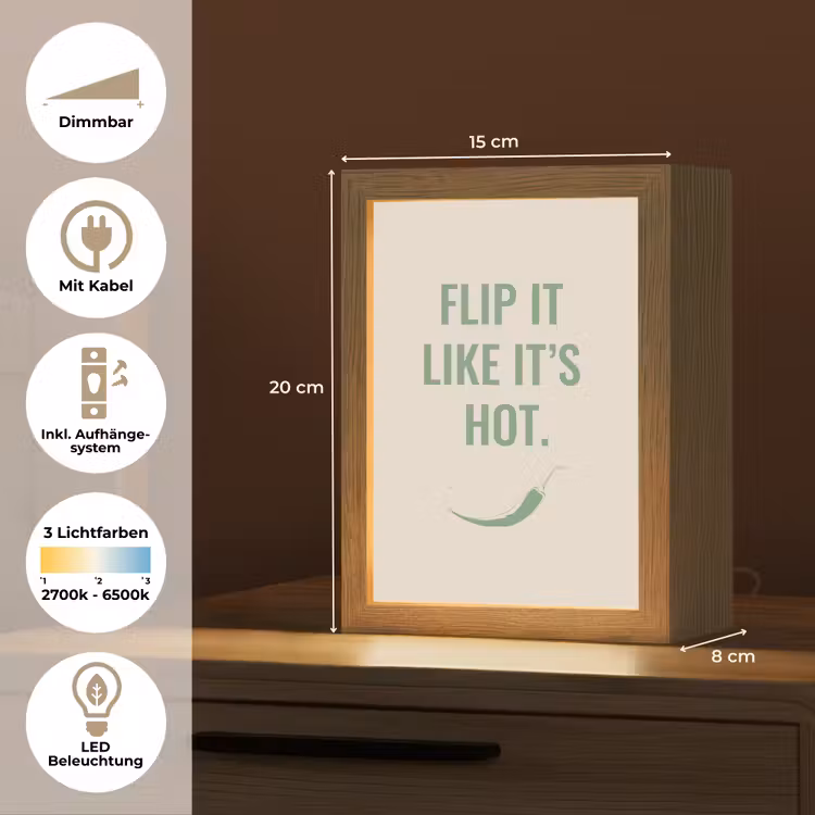 Groen - Quote - Zomer - Chilipeper Light Box met kabel (Tafellamp) klein -USP_DE