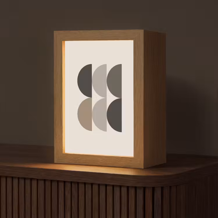 Halve cirkels - Aardetinten - Grafisch Light Box met kabel (Tafellamp) klein -z3d_website