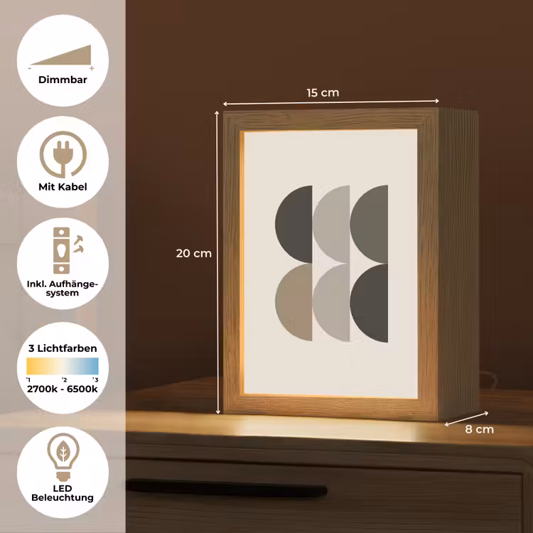 Halve cirkels - Aardetinten - Grafisch Light Box met kabel (Tafellamp) klein -USP_DE