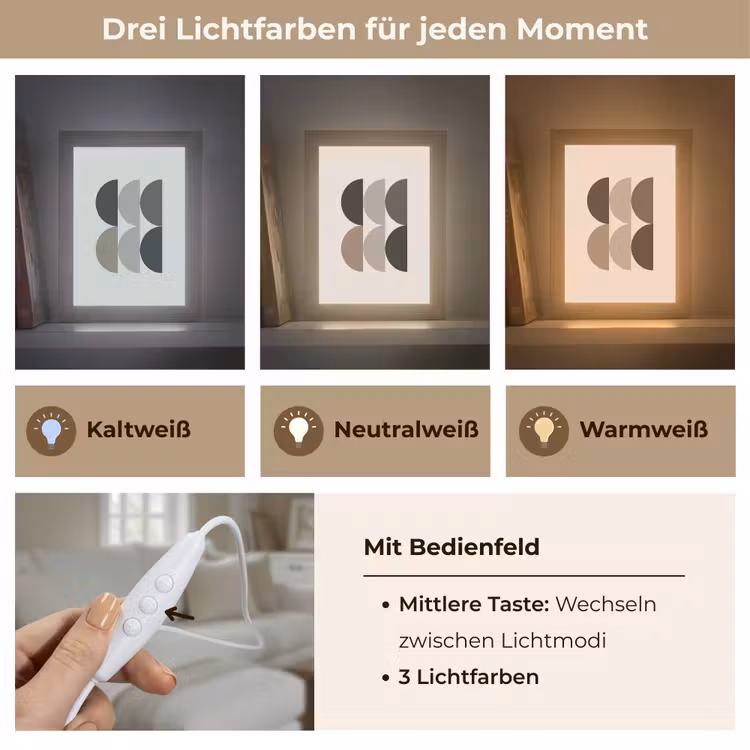 Halve cirkels - Aardetinten - Grafisch Light Box met kabel (Tafellamp) klein -USP_lichtkleurDE