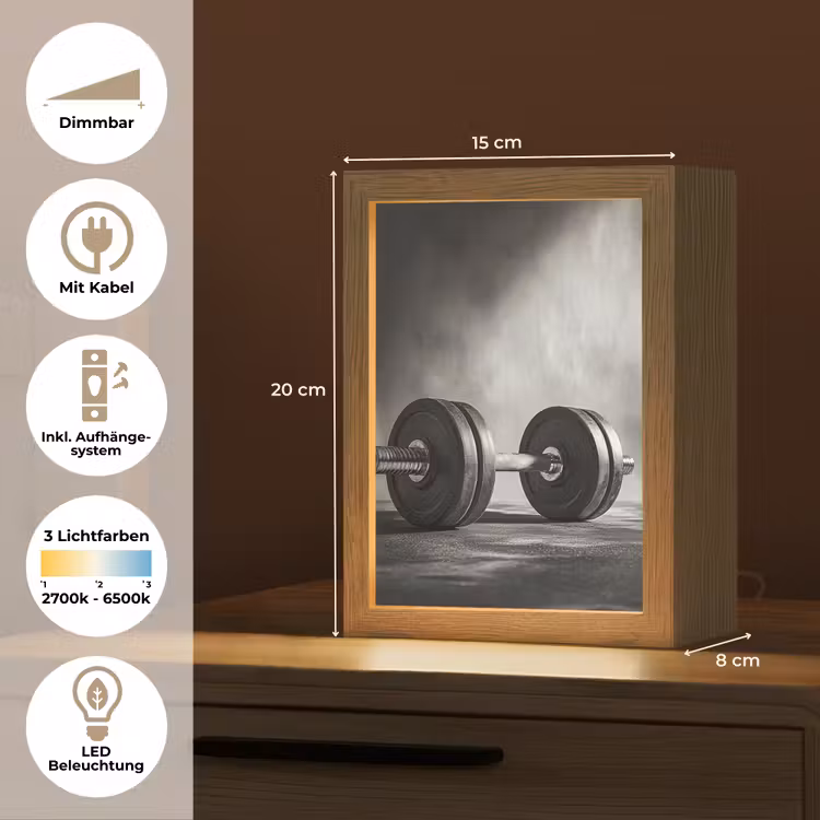 Halter - Gewichten - Zwart Light Box met kabel (Tafellamp) klein -USP_DE