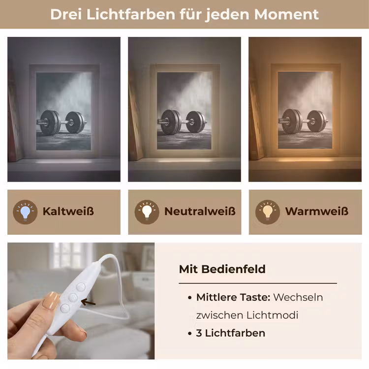 Halter - Gewichten - Zwart Light Box met kabel (Tafellamp) klein -USP_lichtkleurDE