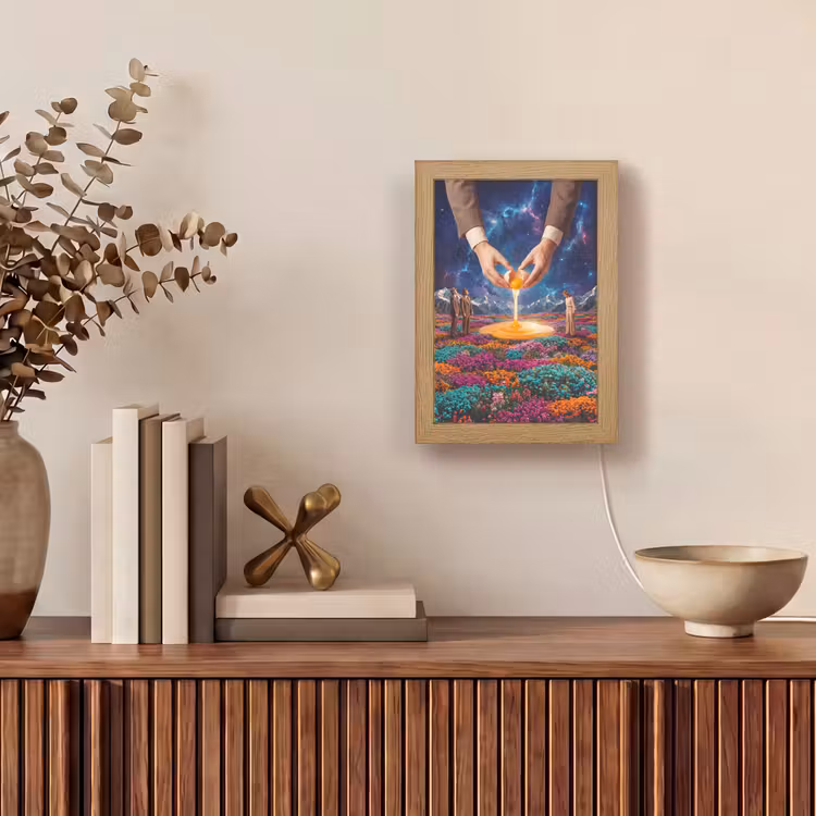 Tischlampe - Hände – Ei – Surrealismus - Handen - Ei - Surrealisme Light Box met kabel (Tafellamp) klein