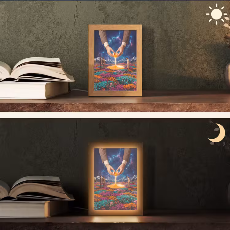 Tischlampe - Hände – Ei – Surrealismus - Handen - Ei - Surrealisme Light Box met kabel (Tafellamp) klein