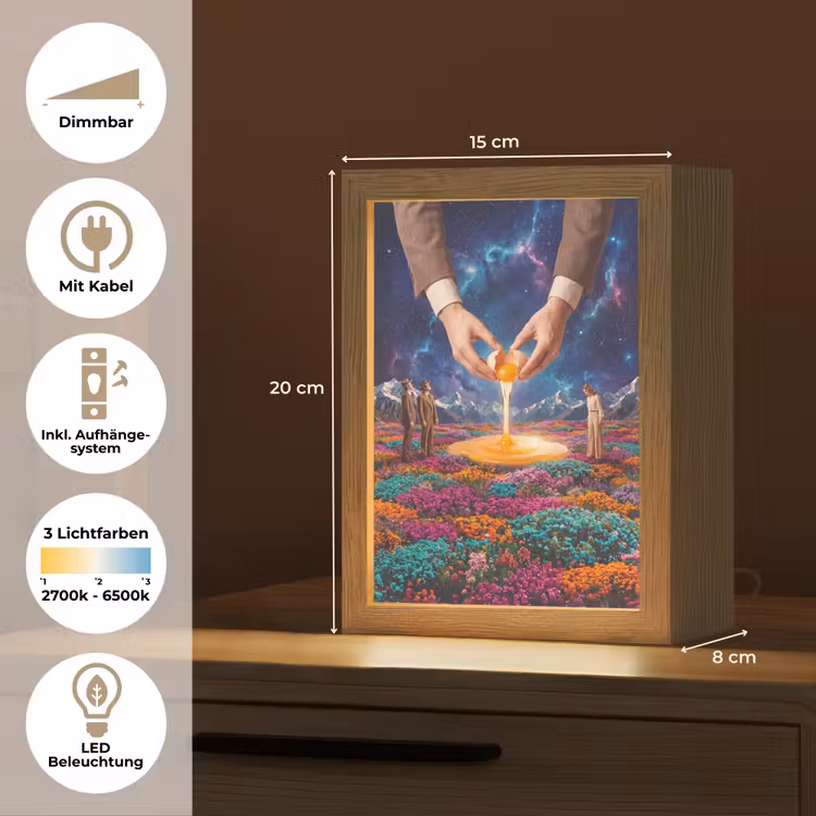 Tischlampe - Hände – Ei – Surrealismus - Handen - Ei - Surrealisme Light Box met kabel (Tafellamp) klein