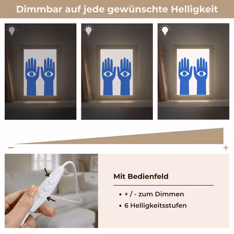 Handen - Twee - Ogen - Blauw Light Box met kabel (Tafellamp) klein -USP_dimbaarDE