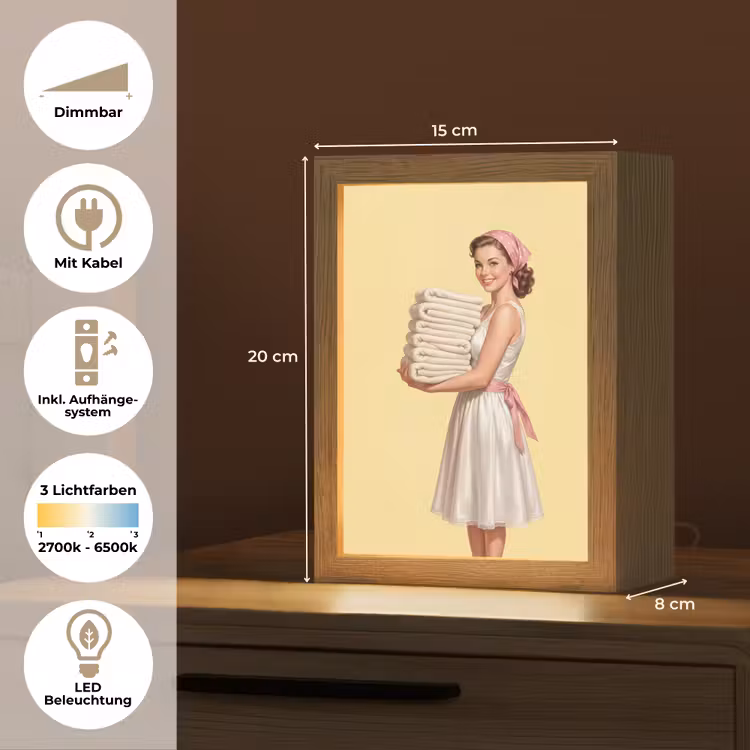 Handdoeken - Vrouw - Jurk - Roze Light Box met kabel (Tafellamp) klein -USP_DE