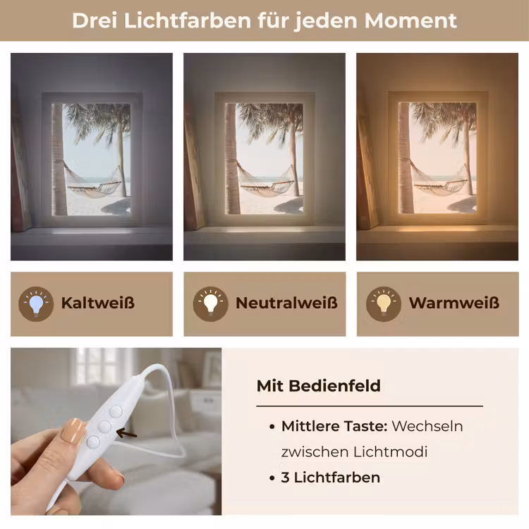 Hangmat - Palmbomen - Strand - Zee Light Box met kabel (Tafellamp) klein -USP_lichtkleurDE