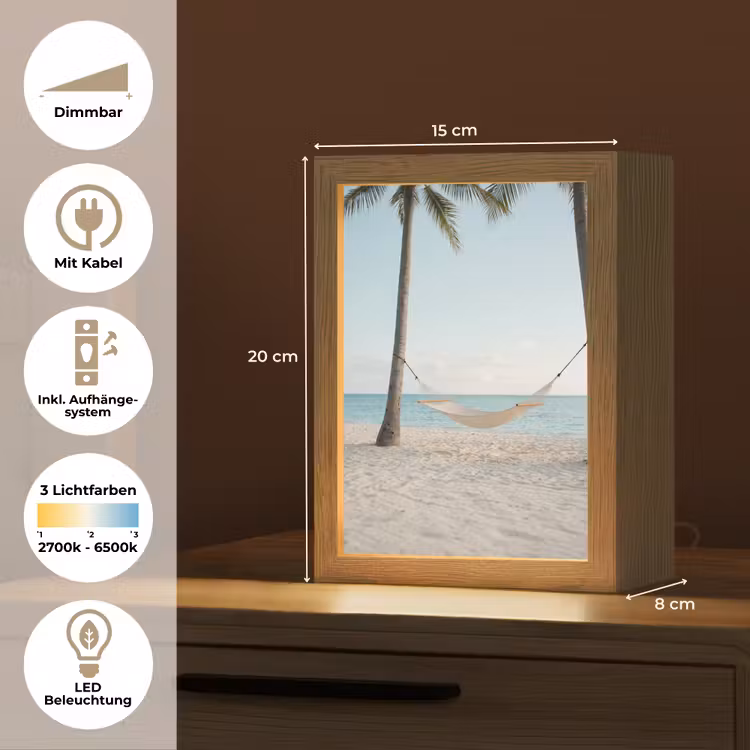 Hangmat - Strand - Wit Light Box met kabel (Tafellamp) klein -USP_DE
