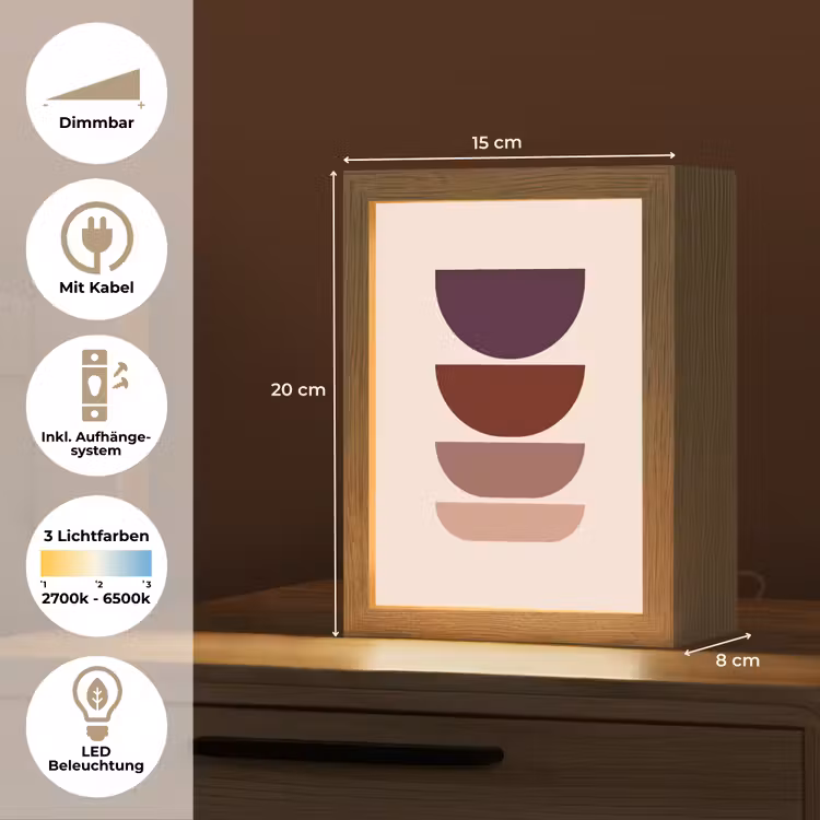 Harmonieus - Symmetrisch - Rood Light Box met kabel (Tafellamp) klein -USP_DE