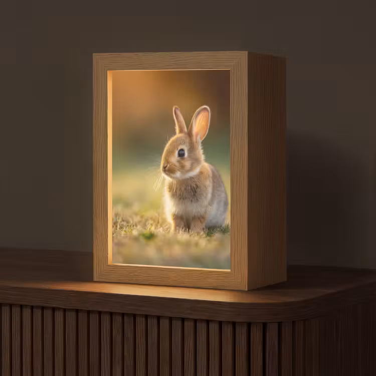 Konijntje - Bruin - Gras Light Box met kabel (Tafellamp) klein -z3d_website