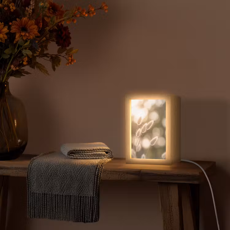 Hazestaartgras - Wit - Zonlicht Light Box met kabel (Tafellamp) klein -sfeer4