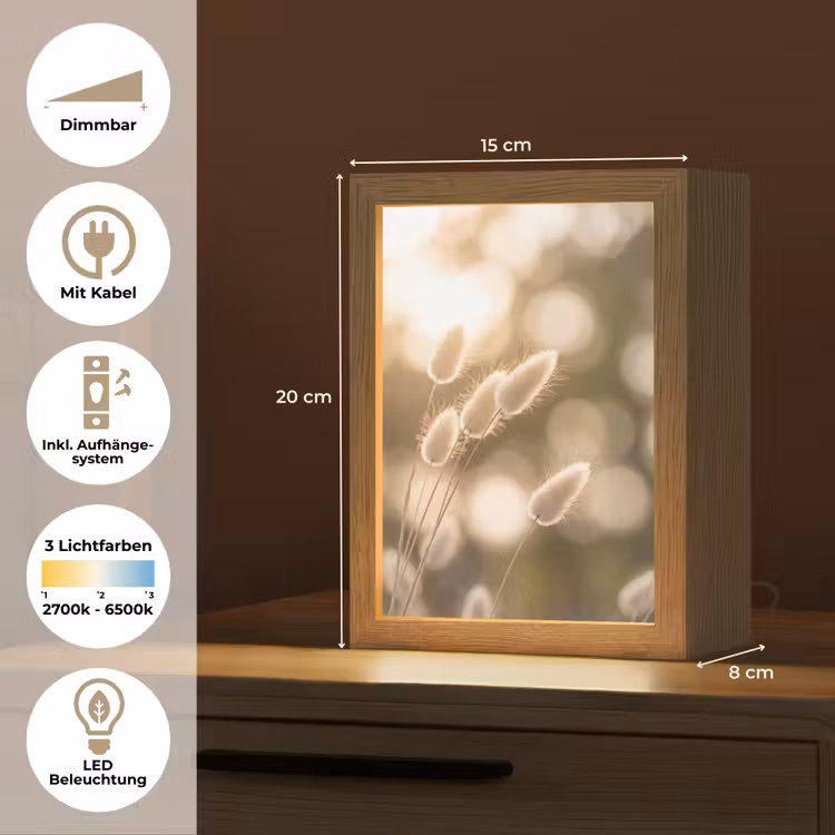 Hazestaartgras - Wit - Zonlicht Light Box met kabel (Tafellamp) klein -USP_DE