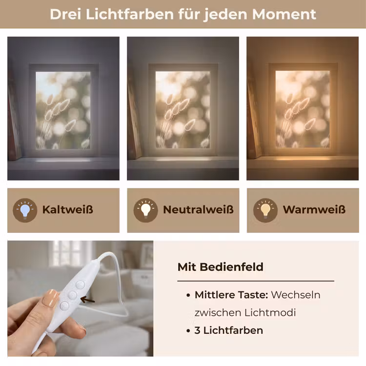 Hazestaartgras - Wit - Zonlicht Light Box met kabel (Tafellamp) klein -USP_lichtkleurDE