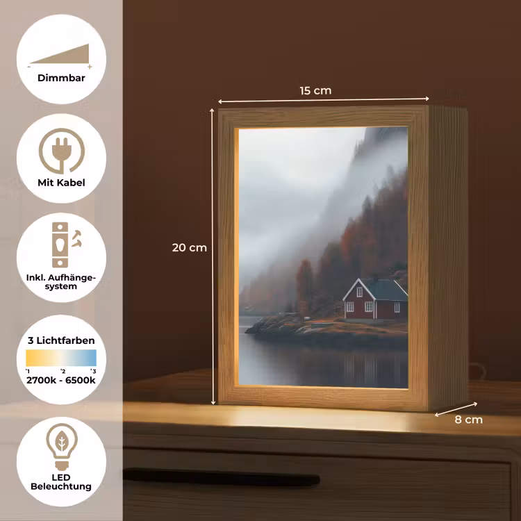 Huis - Rood - Bergen - Water Light Box met kabel (Tafellamp) klein -USP_DE