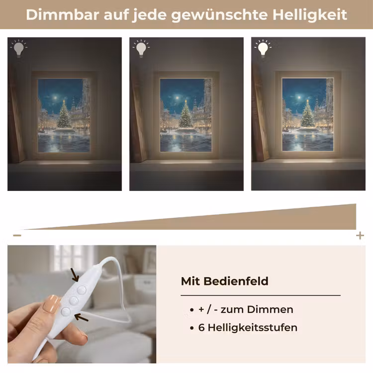 Kerstnacht - Stadsplein - Meerkleurig Light Box met kabel (Tafellamp) klein -USP_dimbaarDE