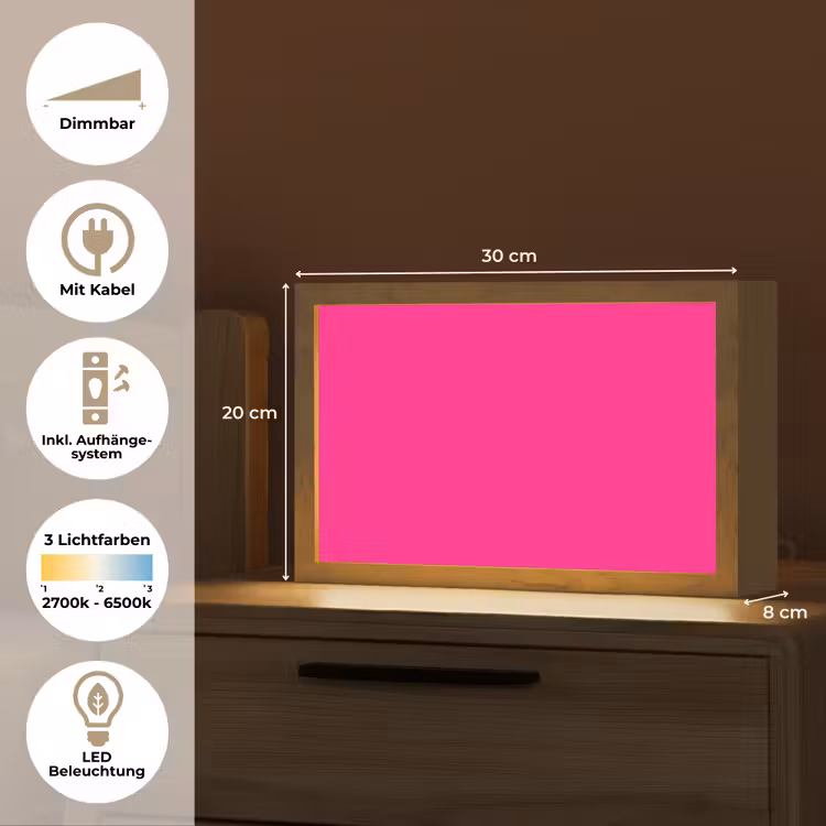 Hot - Fuchsia - Roze Light Box met kabel (Tafellamp) klein 924 -USP_DE