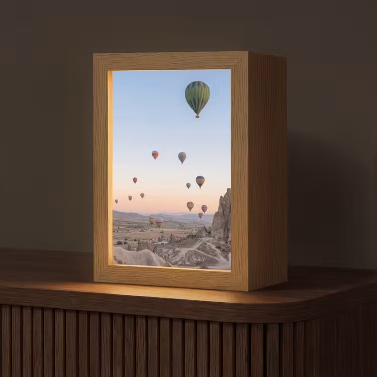 Luchtballonnen - Rotsen - Zonsopgang Light Box met kabel (Tafellamp) klein -z3d_website