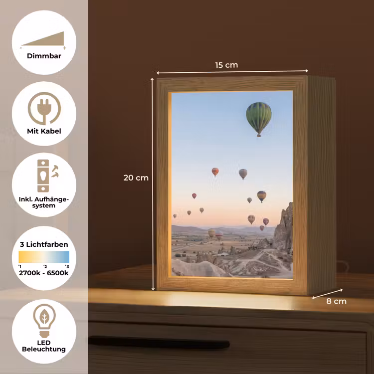 Luchtballonnen - Rotsen - Zonsopgang Light Box met kabel (Tafellamp) klein -USP_DE