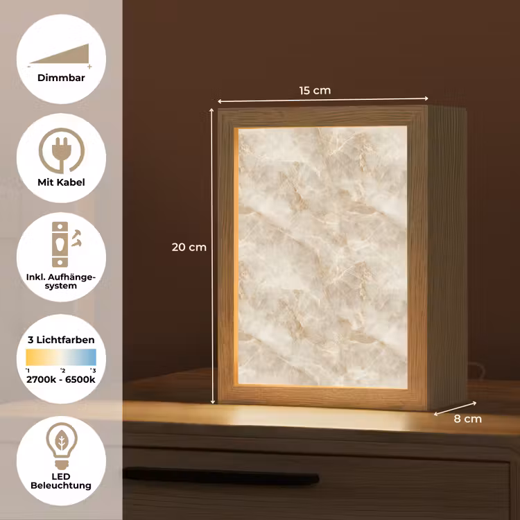Lichtbeige - Onyx - Subtiel Light Box met kabel (Tafellamp) klein 925 -USP_DE