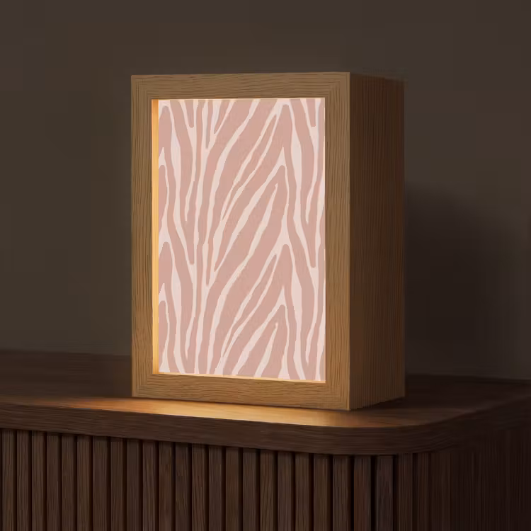 Lichtroze - Zebra - Patroon - Donkerroze Light Box met kabel (Tafellamp) klein 925 -z3d_website