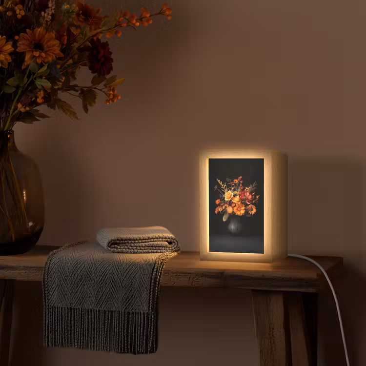 Herfst - Boeket - Oranje Light Box met kabel (Tafellamp) klein -sfeer4