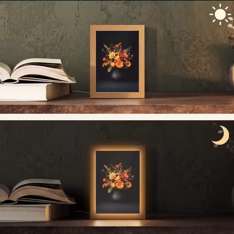 Herfst - Boeket - Oranje Light Box met kabel (Tafellamp) klein -sfeer3