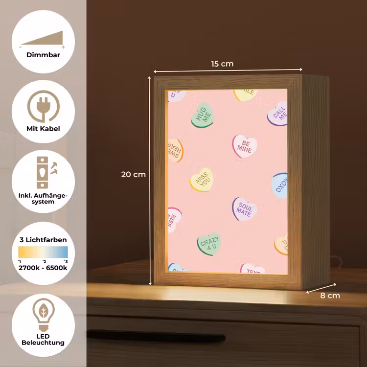 Hart - Snoep - Pastel - Tekst Light Box met kabel (Tafellamp) klein -USP_DE
