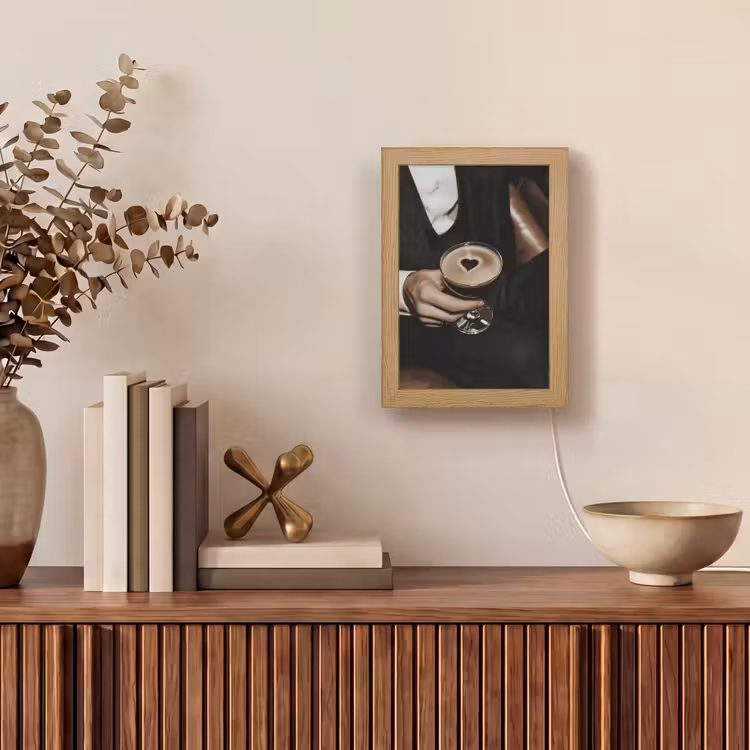 Hartje - Cocktail - Espresso Martini - Hand Light Box met kabel (Tafellamp) klein -sfeer2