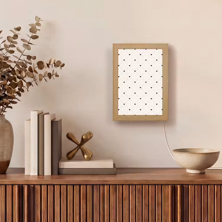 Hart - Dotline - Wit - Zwart Light Box met kabel (Tafellamp) klein 925 -sfeer2