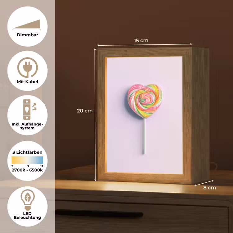 Hart - Lolly - Snoep Light Box met kabel (Tafellamp) klein -USP_DE