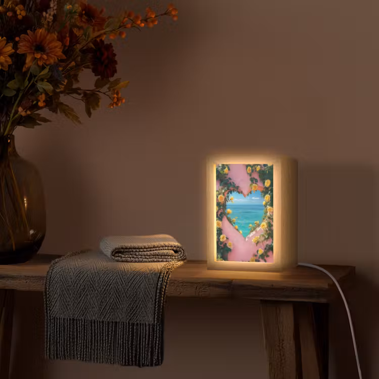 Hart - Zee - Muur Light Box met kabel (Tafellamp) klein -sfeer4