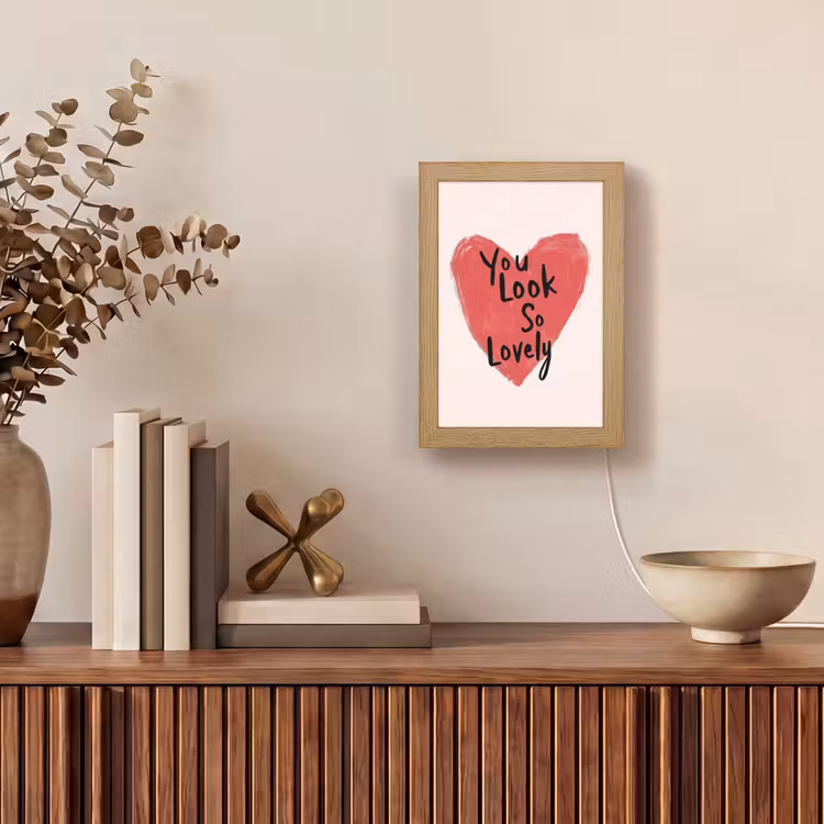 Hart - Rood - Valentijn Light Box met kabel (Tafellamp) klein -sfeer2