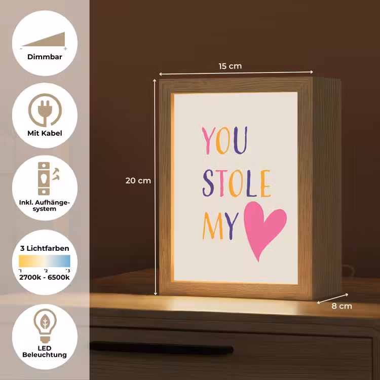 Hart - Valentijn - Tekst Light Box met kabel (Tafellamp) klein -USP_DE