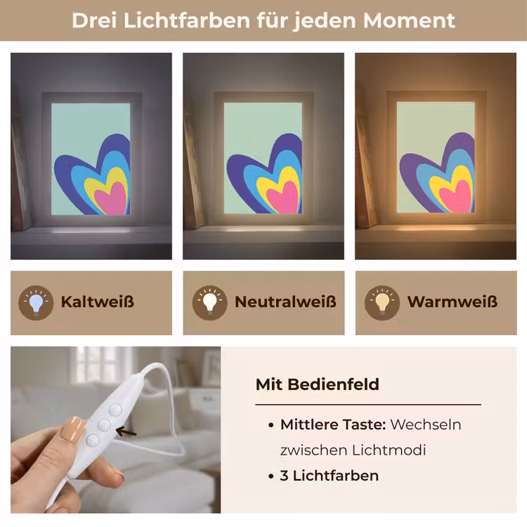 Hartjes - Kleurrijk - Valentijn Light Box met kabel (Tafellamp) klein -USP_lichtkleurDE
