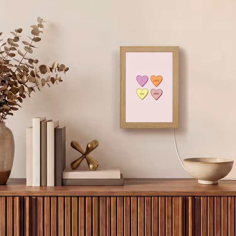 Hartjes - Pastel - Liefde - Moeder Light Box met kabel (Tafellamp) klein -sfeer2