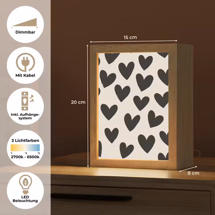 Hartjes - Zwart - Beige Light Box met kabel (Tafellamp) klein -USP_DE