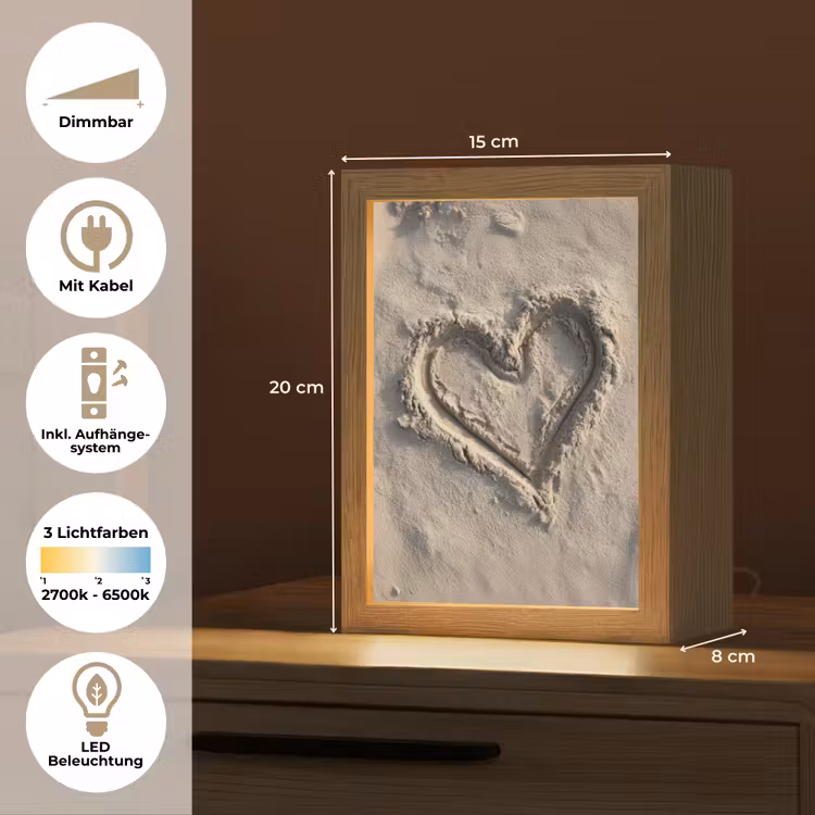 Hartvorm - Getekend - Beige - Zand Light Box met kabel (Tafellamp) klein -USP_DE