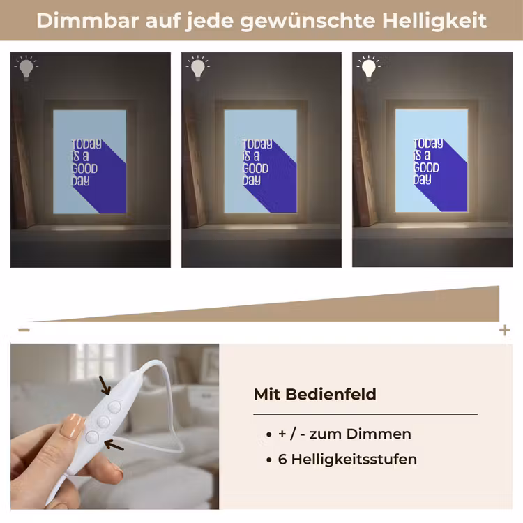Today is a good day - Blauw - Schaduw Light Box met kabel (Tafellamp) klein -USP_dimbaarDE