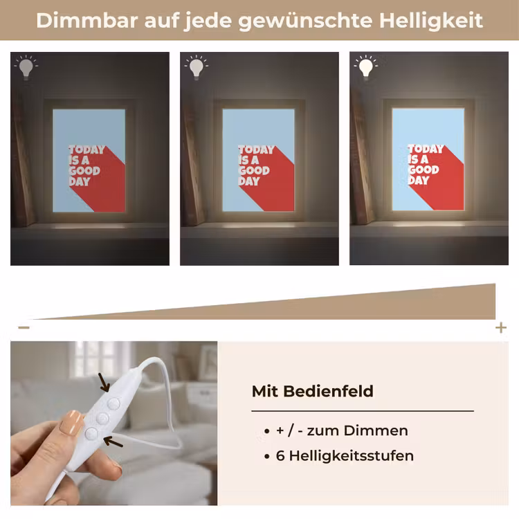 Today is a good day - Rood - lichtblauw Light Box met kabel (Tafellamp) klein -USP_dimbaarDE