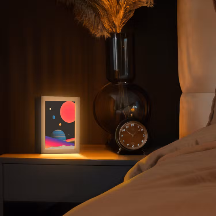 Hemel - Planeten - Felgekleurd Light Box met kabel (Tafellamp) klein -sfeer1