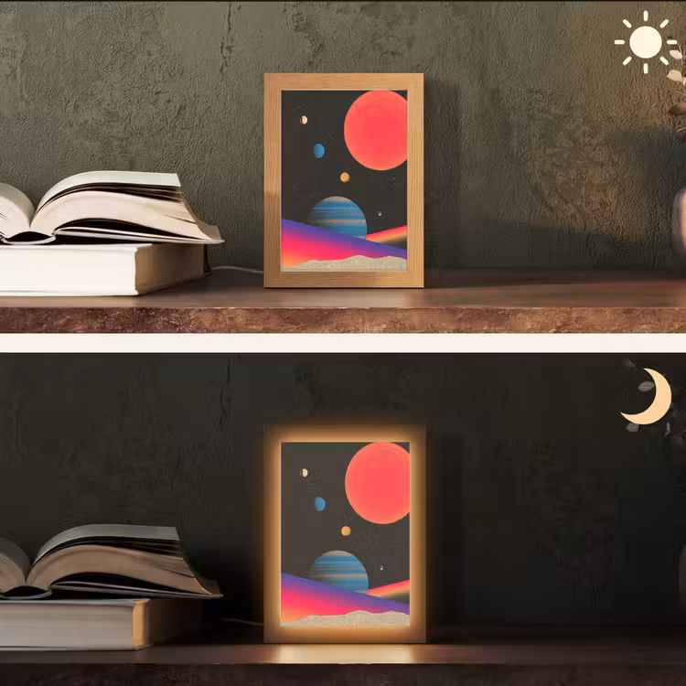 Hemel - Planeten - Felgekleurd Light Box met kabel (Tafellamp) klein -sfeer3