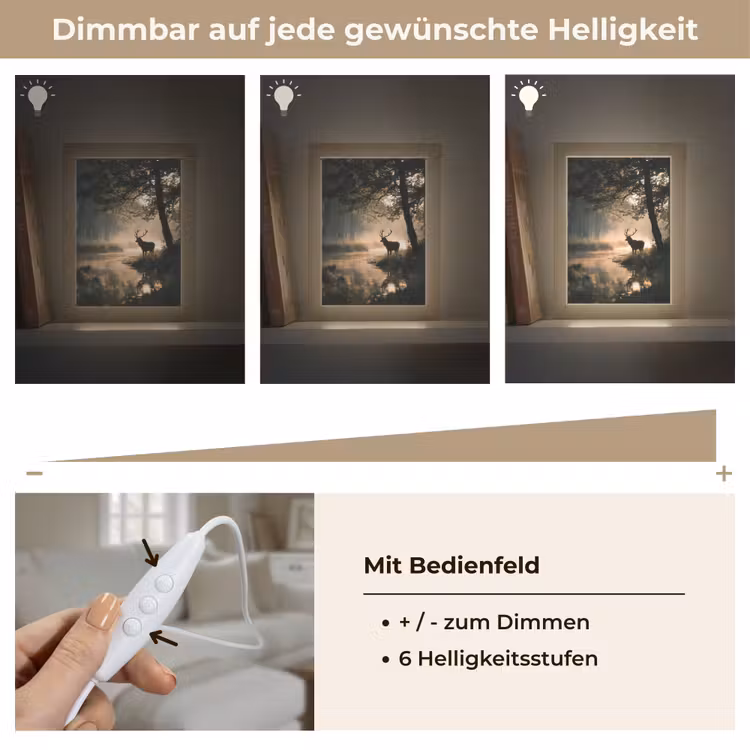 Hert - Bosbeek - Mystiek Light Box met kabel (Tafellamp) klein -USP_dimbaarDE