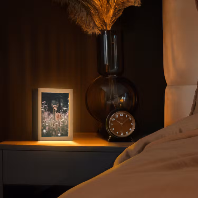 Hert - Wilde bloemen - Bos Light Box met kabel (Tafellamp) klein -sfeer1