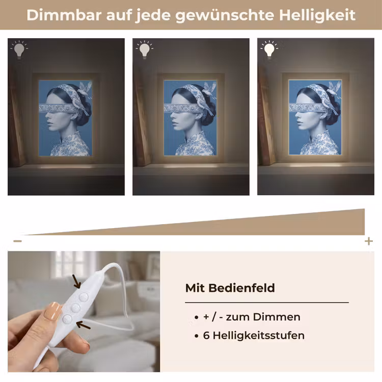 Portret - Klassiek - Wit - Blauw Light Box met kabel (Tafellamp) klein -USP_dimbaarDE