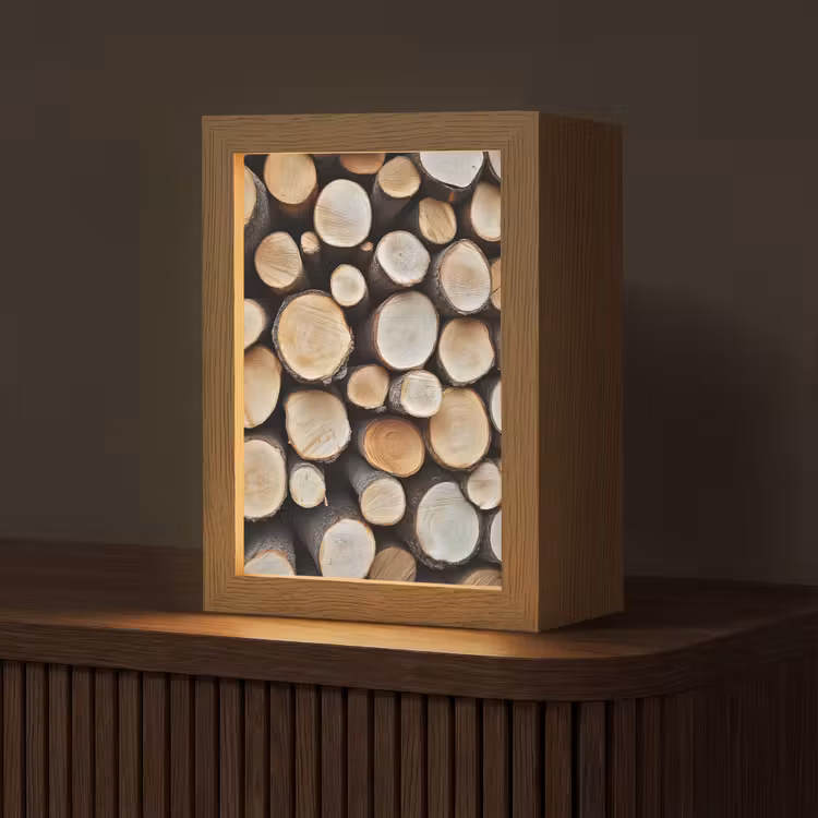 Hout - Boomstammen - Textuur Light Box met kabel (Tafellamp) klein -z3d_website
