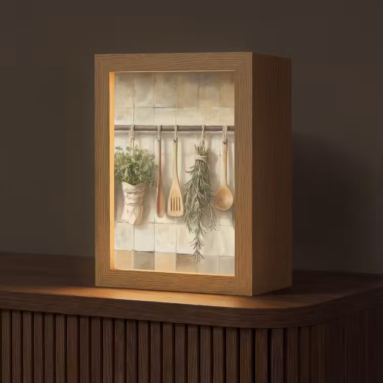 Hout - Keukengerei - Stilleven - Tegels Light Box met kabel (Tafellamp) klein -z3d_website